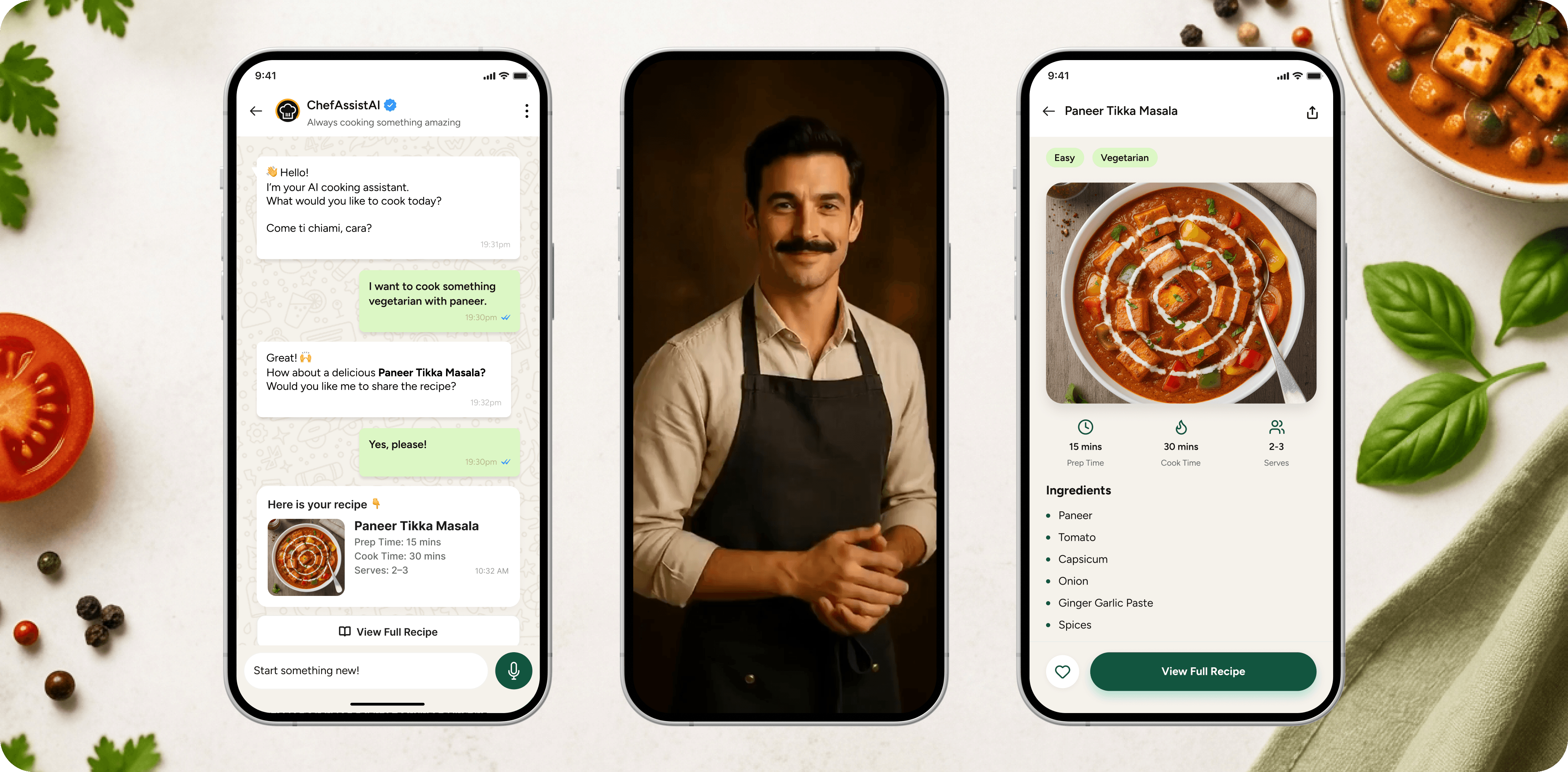 ChefAssist AI app interface